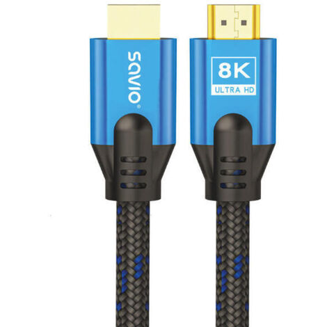 Savio HDMI (M) v2.1 cable 5m 8K copper blue-black golden tips CL-169 cable HDMI HDMI tipo A (Estándar) Negro, Azul (1/4)