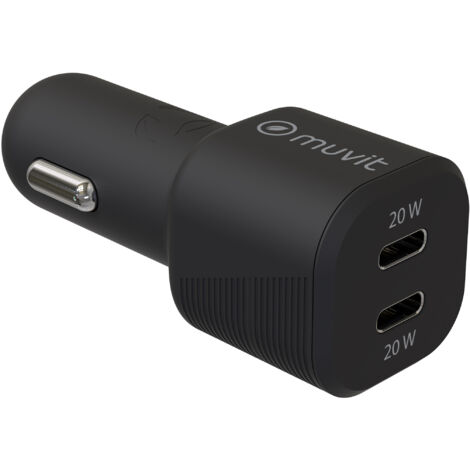 Muvit for change cargador coche tipo c pd 20w+tipo c pd 20w negro (1/3)