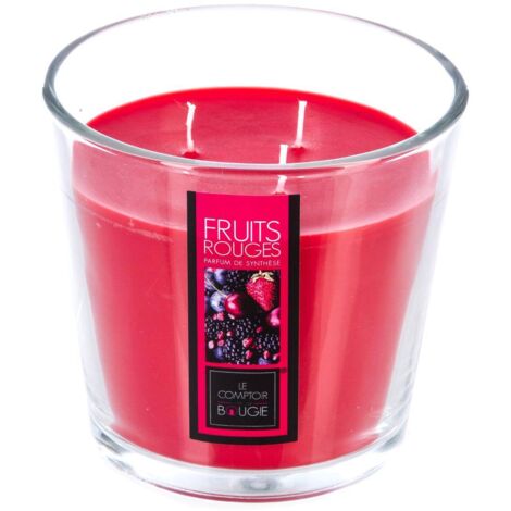 VELA PERFUMADA EN COPA DE FRUTA ROJA D. 13,5 x H. 12,5 cm