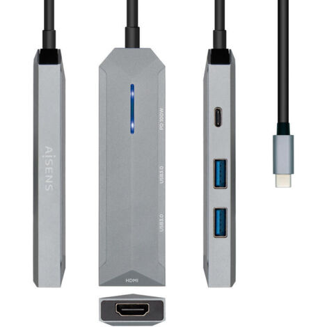 Hub USB Aisens ASUC-4P002-GR Gris 100 W (1 unidad) (1/4)
