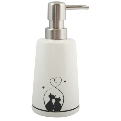 GATITOS Dispensador de Jabón Cerámico Blanco y Negro MSV