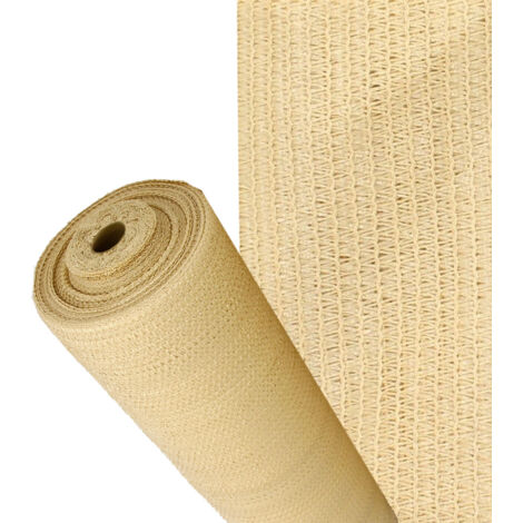 Malla Sombreo 90%, Rollo 4 x 50 metros, Reduce Radiación, Protección Jardín y Terraza, Regula Temperatura, Color Beige