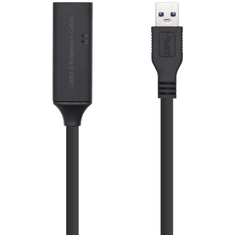 Cable Alargador USB 3.0 con amplificador Aisens A105-0407/ USB Macho - USB Hembra/ 5m/ Negro (1/2)