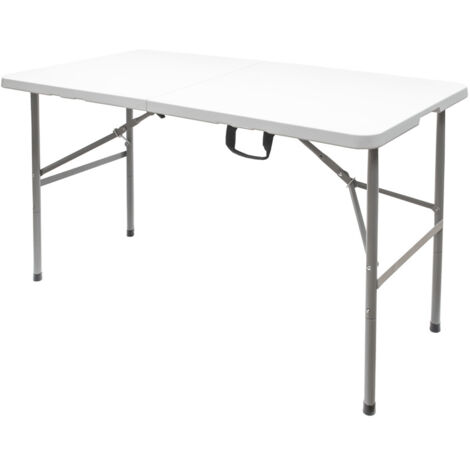 SATURNIA Mesa Plegable Rectangular HDPE Multifuncional, Portatil, Resistente,Multiusos 122x61x74 cm. Color Blanco