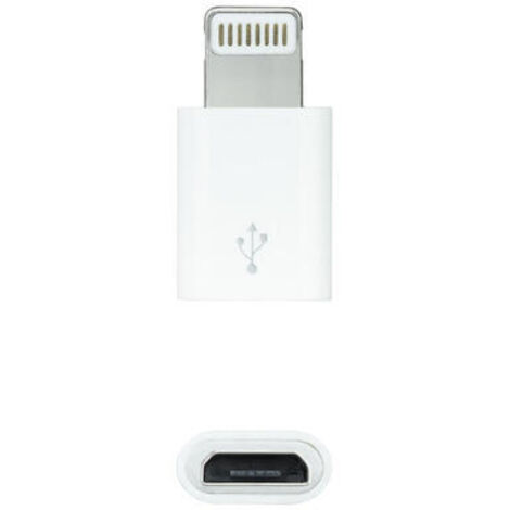 Adaptador Micro USB 2.0 Lightning Nanocable 10.10.4100/ Micro USB Hembra - Lightning Macho/ Blanco (1/4)