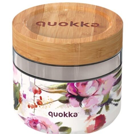 RECIPIENTE DE COMIDA QUOKKA CRISTAL 820ML CON FUNDA DELI DARK FLOWERS (1/3)
