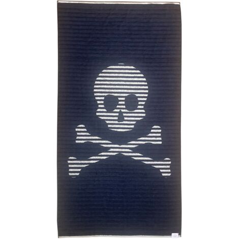 Toalla de playa 90x180cm 100% Algodón 500GSM azul marino con logo y a rayas Scalpers Home