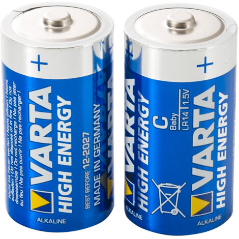 Paquete de 2 pilas alcalinas C, LR14 Varta High Energy