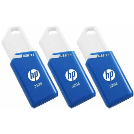 HP PENDRIVE X755W 32GB RETRÁCTIL USB 3.1 C/RANURA PARA COLGAR AZUL -PACK 3U- (1/4)