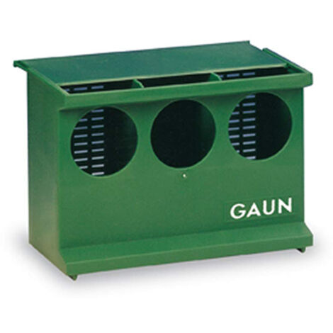 GAUN Comedero Tolva para Palomos, 3 huecos, Verde, Capacidad 1 kg