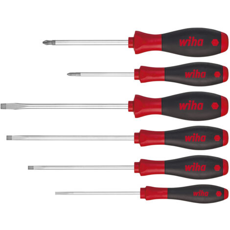 Wiha Juego de destornilladores SoftFinish® ranurados, Phillips, de 6 unid (07152)