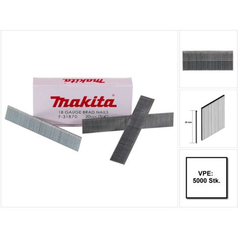 Makita stauch de uñas 20 mm para batería de clavadora dbn500, 1 pieza, F de 31870