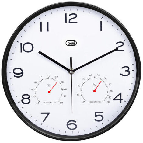 RELOJ PARED TREVI OM 3510 T 30CM WALL CLOCK+TERM.+HYGROM. BLACK (1/2)