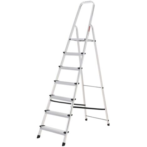 Oryx Escalera Aluminio 7 Peldaños Plegable, Uso doméstico, Antideslizante, Ligera y Resistente