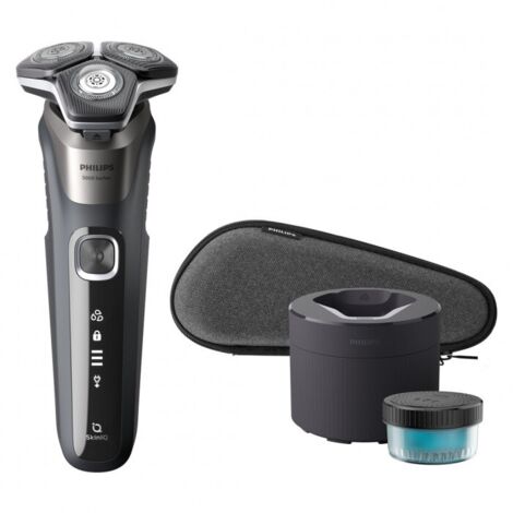 Afeitadora philips s5887/50   color gris uso en humedo y seco inalambrica estuche