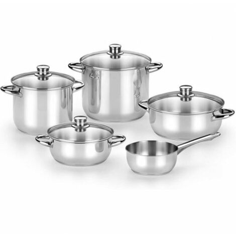 Pack Batería de Cocina Monix Optima2 MA50001/ Cazo Ø16cm/ Ollas Ø20 - 24cm/ Cacerolas Ø20 - 24cm/ Acero Inoxidable/ Apta para Inducción (1/5)