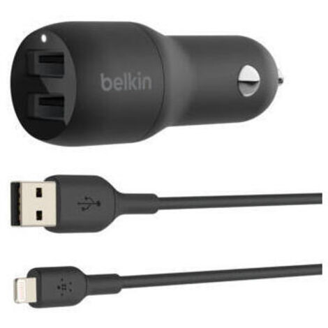DUAL USB-A CAR CHARGER 12W X2  BLK (1/4)