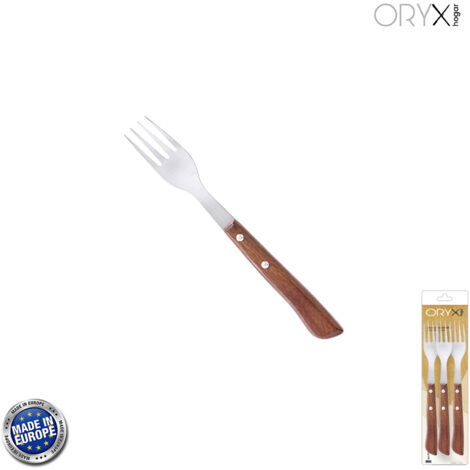 Tenedor Montana Chuletero Acero Inoxidable 9 cm. Mango Madera (Blister 3 Piezas) (1/5)
