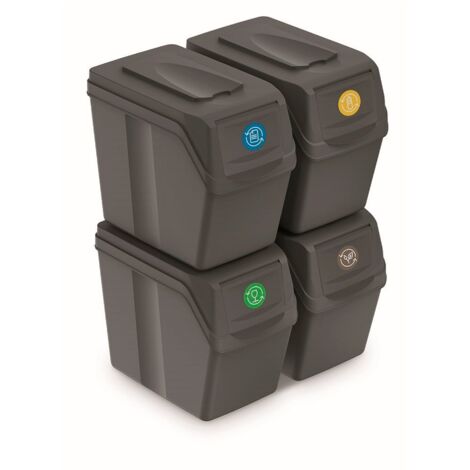 Set de 4 cubos de basura KEDEN SORTIBOX para reciclado, gris, volumen 80L