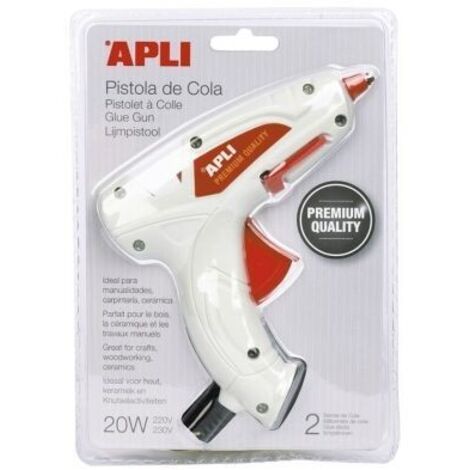 APLI - Pistola temofusible de cola 20w premium + 2 barras