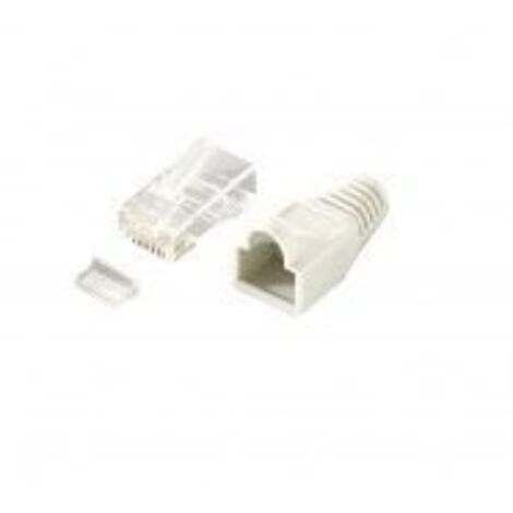 KIT 100 CONECTORES RJ45 CATEGORIA 6 CON CAPUCHON Y GUIA (1/2)