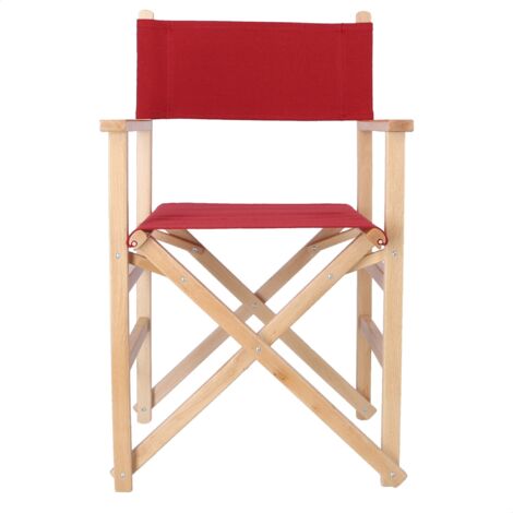 MUEBLEAR Sillón director SUNSET de madera de haya con lona desenfundable, aceite, 51x46x86 cm - Rojo