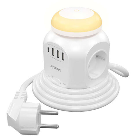 Regleta Enchufes 4 Tomas con interruptor Aisens ASPS-3A1CL01-W (1,8 m) (1/4)