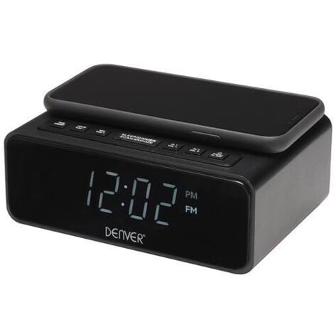 Despertador denver crq-105 - fm - pantalla led 0.9'/2.28cm - carga inalámbrica - alarma doble - 2pilas aa