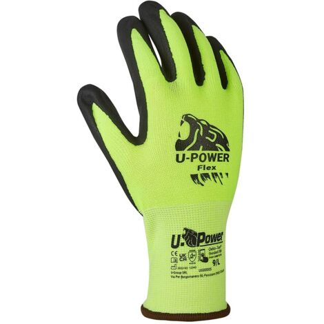 U-Power Flex Guantes de Trabajo Seguridad Nylon Pantalla Táctil Verde 9/L