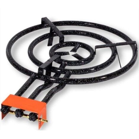 Hornillo de cocina 1 quemadores 21000W – Consumo gas 1527g/h – Diámetro 60cm – Color negro y naranja – 3 patas – Vitrokitchen (1/2)