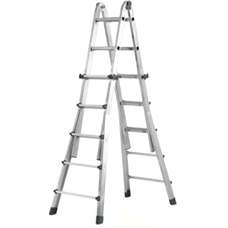 WOLFPACK LINEA PROFESIONAL escalera telescópica aluminio 4+4 peldaños perfil 67 mm. (1/2)