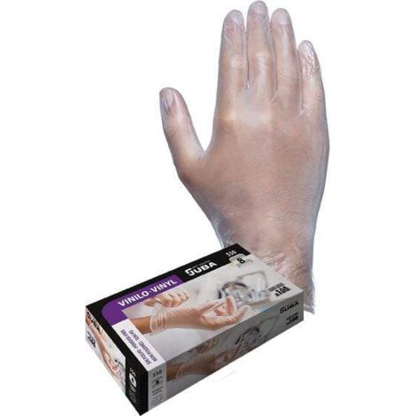 Caja 100 guantes desechables vinilo sin polvo talla 10 juba