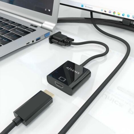 AISENS - CABLE CONVERSOR SVGA+AUDIO A HDMI, SVGA/M+JACK 3.5/H+USB MicroB/H-HDMI A/H, NEGRO, 20CM (1/2)