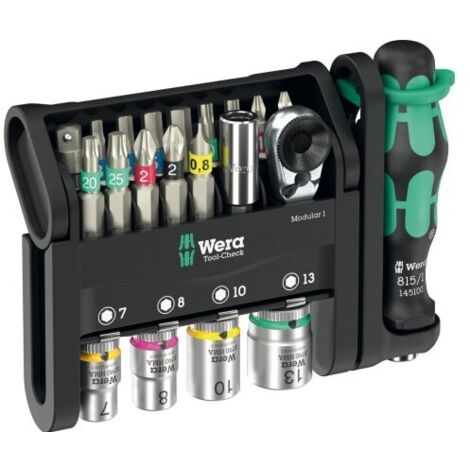 WERA JUEGO PUNTAS VASOS DESTORNILLADOR 1/4"+MANGO M.1 (ESTUCHE 21 PZ.