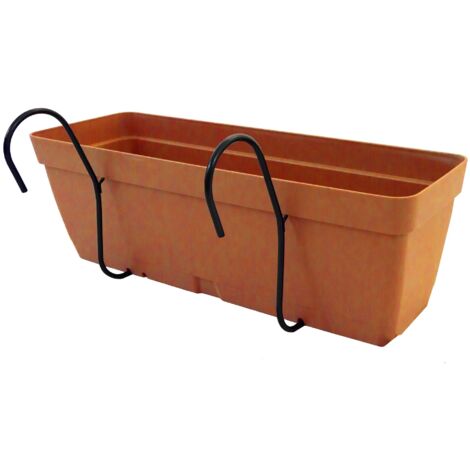 Jardinera 40 cm con soporte de fijación curvo - Terracota