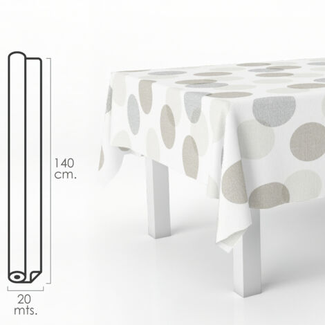 Mantel Antimanchas Hule Rollo 140 x 20 metros. Circulos Beis