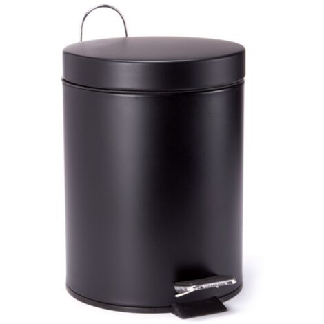 Papelera con pedal Acero 3L Negro mate MSV