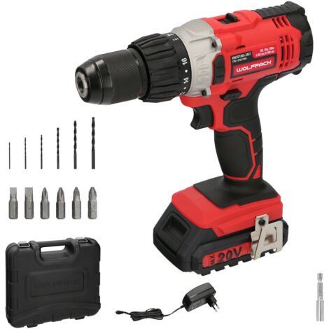 taladro atornillador 20 v. con 2 velocidades y percutor. bateria 2 ah. par apriete 50 nm. (1/5)