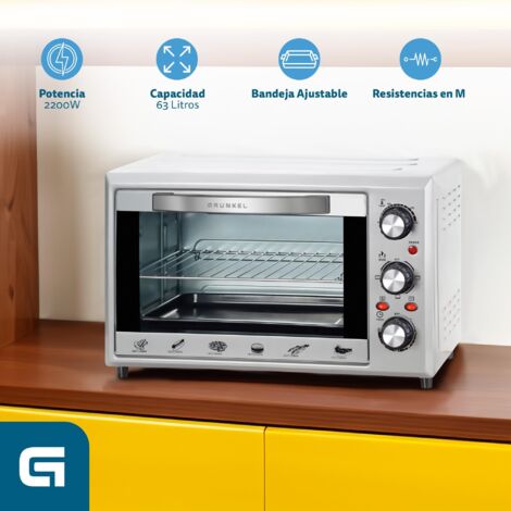 MINI HORNO GRUNKEL HR-28 SILVER 28L PLATEADO 1600W