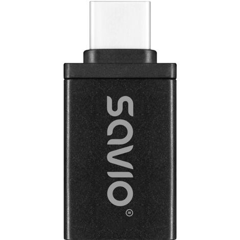 ADAPTADOR SAVIO AK-80 USB-A 3.1 USB-C 3.1 BLACK NEGRO/5 GBP (1/3)