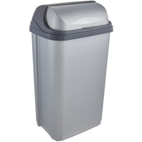 Cubo de Basura con Tapa Deslizante, 50 l, Rasmus, Plateado