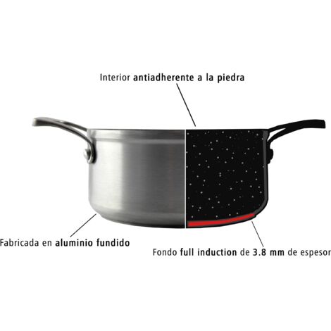 Olla Aluminio, Acero inoxidable 24cm 4,37L Cacerola BASTILIPO TIT