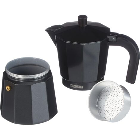 Cafetera aluminio negra vitrocerámica para 3 tazas Monix