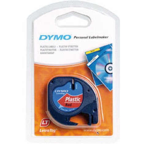 Cinta Rotuladora Adhesiva de Plástico Dymo 91203/ para Letratag/ 12mm x 4m/ Negra-Roja (1/4)