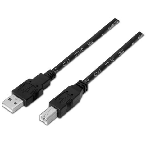 Cable USB 2.0 Impresora Aisens A101-0007/ USB Tipo-B Macho - USB Macho/ Hasta 2.5W/ 60Mbps/ 3m/ Negro (1/2)