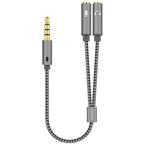 Cable Estéreo Aisens A128-0415/ Jack 3.5 Macho - 2x Jack 3.5 Hembra/ 25cm/ Gris (1/2)