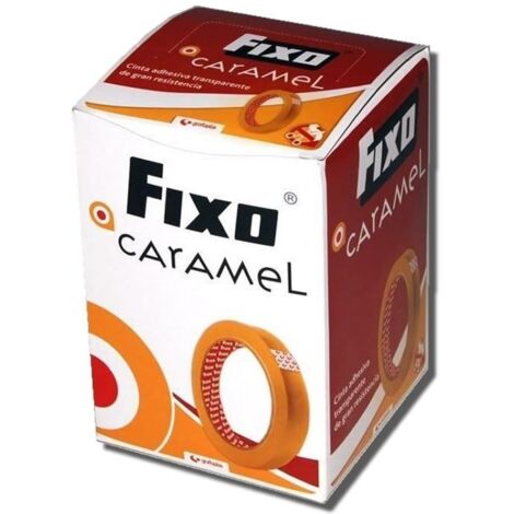Grafoplás Fixo Caramel - Cinta Adhesiva Transparente, 66mx19mm, Gran Resistencia, Fácil de Cortar, No Necesita Tijeras, Perfecto Material Papeleria para Escuela y Oficina