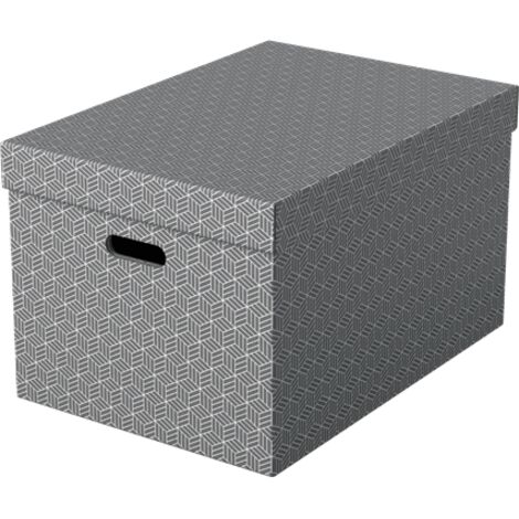 Esselte Cajas de almacenamiento decorativas gris con diseño geométrico