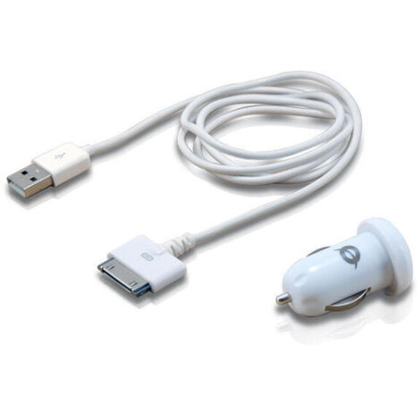 KIT APPLE CARGADOR CONCEPTRONIC PARA COCHE A 2 USB 5V 2A Y CABLE USB APPLE 1105228 (1/4)