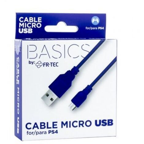 Cable USB 2.0 FR-TEC FT0018 para PS4/ USB Macho - MicroUSB Macho/ 3m/ Azul